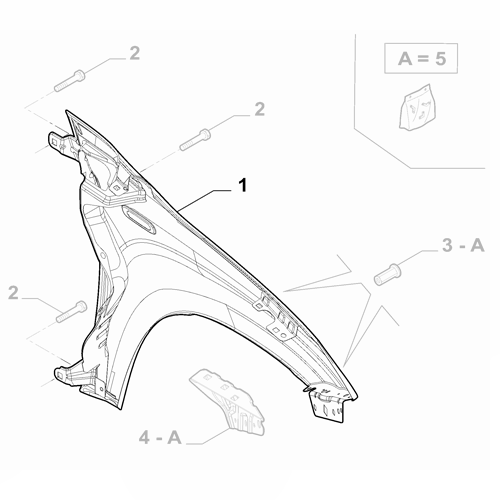 Genuine Front Right Fender - Fiat Panda 2012-Onwards | 51931801