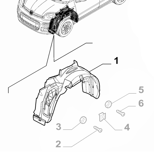 Genuine Right Wheel Arch Liner - Fiat Panda 2012-Onwards | 52121788