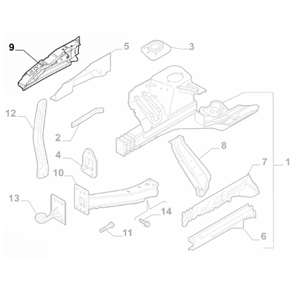 Genuine Bodyshell Upper Right Strut - Fiat Panda 2012-Onwards | 51845173