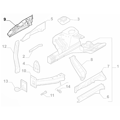 Genuine Bodyshell Upper Right Strut - Fiat Panda 2012-Onwards | 51845173