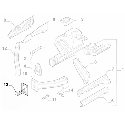 Genuine Radiator Bar Right End Plate - Fiat Panda 2012-2024 | 51977066