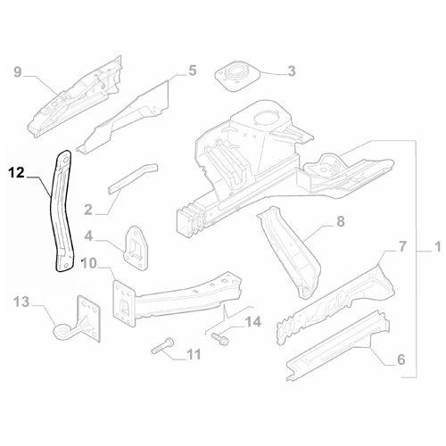 Genuine Radiator Right Tie Rod Strut - Fiat Panda 2012-2024 | 51917548