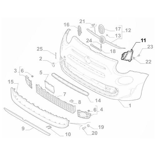 Genuine Front Bumper Left Moulding - Fiat 500 2015-Onwards | 52029067