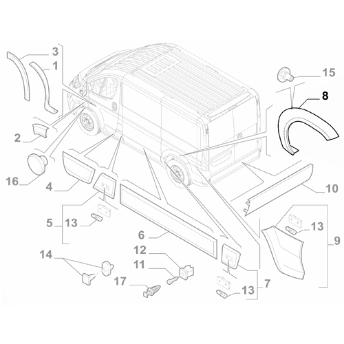 Genuine Rear Right Over Wheel Moulding - Fiat Ducato 2014-Onwards | 735774425
