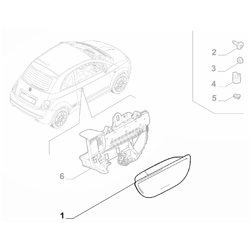 Genuine Front Right Handle Plastic - Fiat 500 Abarth | 735750142