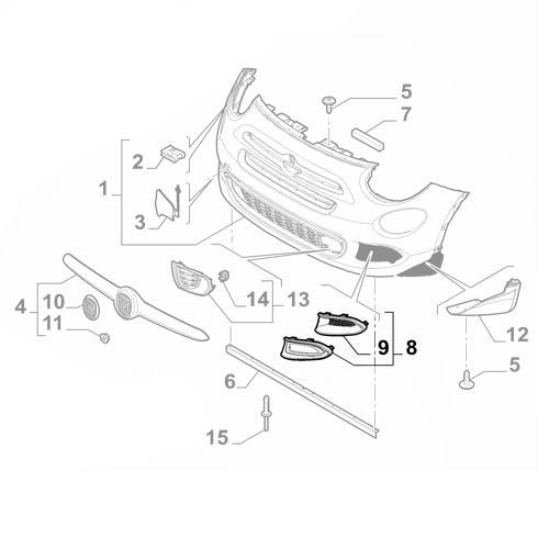 Genuine Front Right Bumper Insert - Fiat 500X 2015-2018 | 735679041