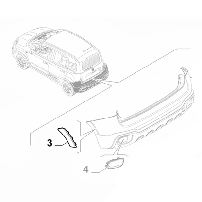 Genuine Left Rear Bumper Moulding - Fiat Panda Cross 2012-Onwards | 51978761