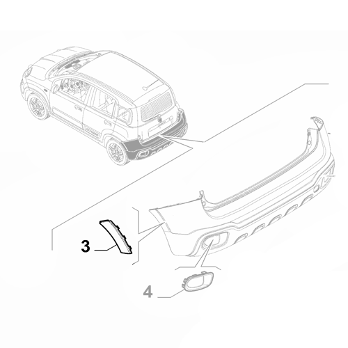 Genuine Left Rear Bumper Moulding - Fiat Panda Cross 2012-Onwards | 51978761