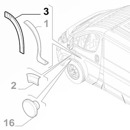 Genuine Left Front Over Wheel Moulding - Fiat Ducato 2014-Onwards | 735684283
