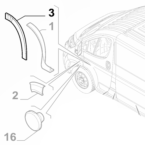 Genuine Left Front Over Wheel Moulding - Fiat Ducato 2014-Onwards | 735684283