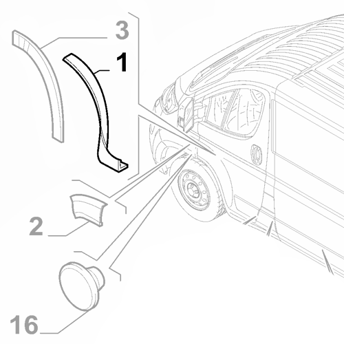 Genuine Right Front Under Wheel Moulding - Fiat Ducato 2014-Onwards | 735684312