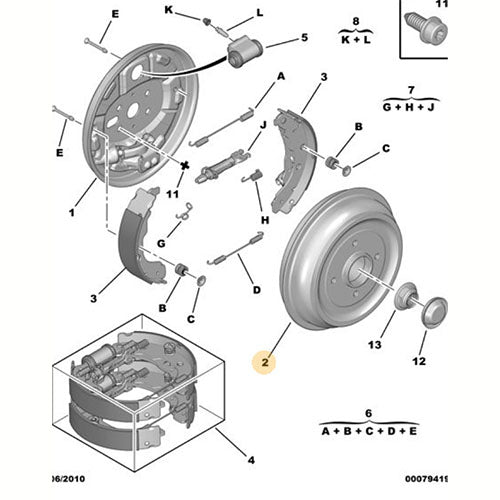 Rear Brake Drum and Hub - Citroen C3 2009- 2013 | 424759