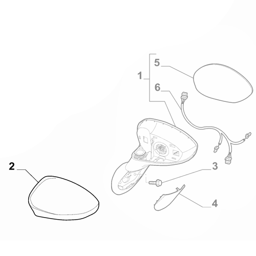 Genuine Right Mirror Cap - Fiat 500 / Grande Punto / Punto | 735459554