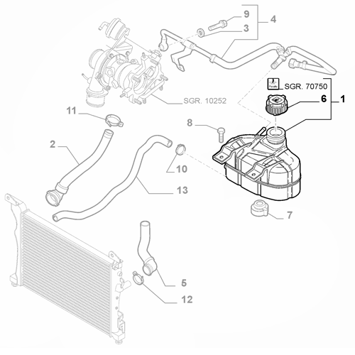 Genuine Coolant Tank - Fiat Punto / Alfa Romeo Mito 1.4 | 50515057