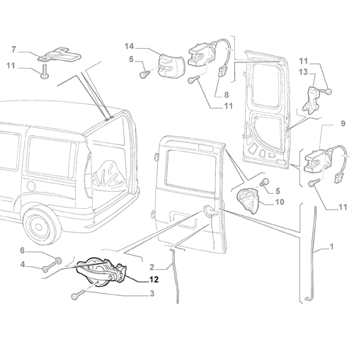 Genuine Back Left Door Handle - Fiat Doblo 2000-2016 | 735402299