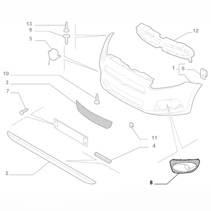 Genuine Front Bumper Left Fog Light Trim - Abarth Grande Punto | 735466806