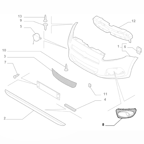 Genuine Front Bumper Left Fog Light Trim - Abarth Grande Punto | 735466806