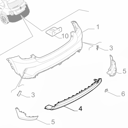 Genuine Rear Bumper - Fiat 500X 2018-Onwards Petrol | 735709536