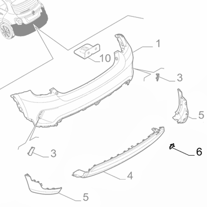 1x Genuine Rear Bumper Plug - Fiat 500X 2018-Onwards | 735709529