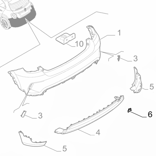 1x Genuine Rear Bumper Plug - Fiat 500X 2018-Onwards | 735709529