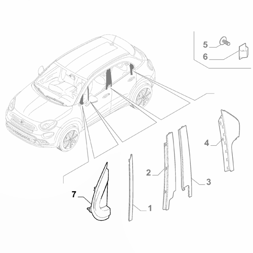 Genuine Left Corner Window Moulding - Fiat 500X 2015-Onwards | 735606550