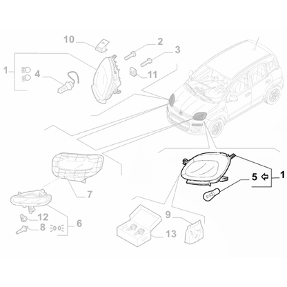 Genuine Left Headlamp - Fiat Panda 2019-2021 RHD | 52193556