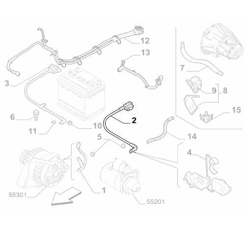 Genuine Battery Cable - Fiat 500 2012-Onwards 1.2 Stop&Start | 51963578