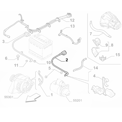 Genuine Battery Cable - Fiat 500 2012-Onwards 1.2 Stop&Start | 51963578