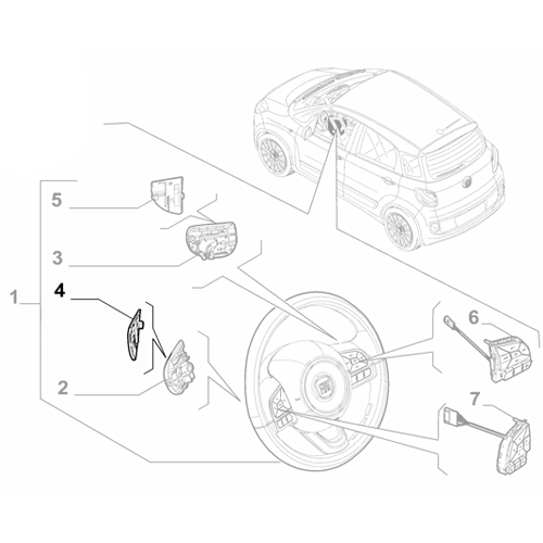 Genuine Steering Wheel Trim - Fiat 500L / 500X / Panda / Tipo | 735702667