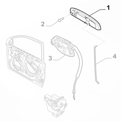 Genuine Front Right Door Handle - Fiat Panda 2012-2024 - Black | 735536782