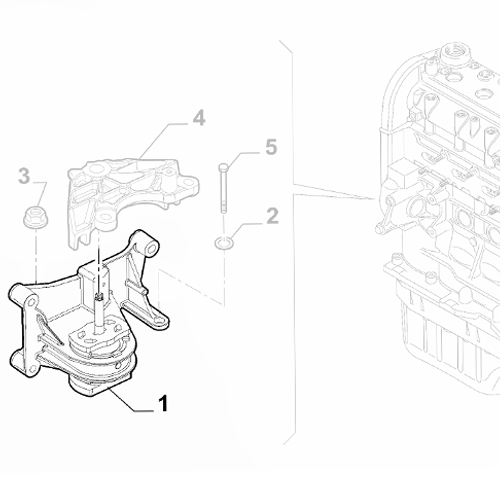 Genuine Right Engine Mounting - Fiat 500 / Panda 0.9 | 51923455