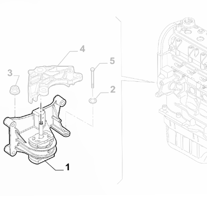 Genuine Right Engine Mounting - Fiat 500 / Panda 0.9 | 51923455