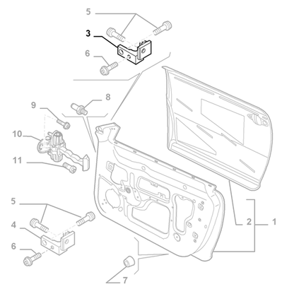 Genuine Upper Left Front Door Hinge - Alfa Romeo Mito / Fiat 500 | 51825647