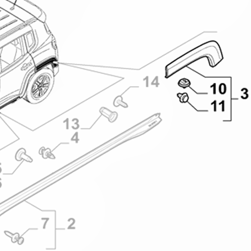 Genuine Left Rear Over Wheel Moulding - Jeep Renagade 2014-Onwards | 735599036