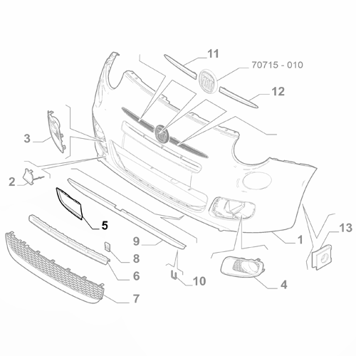 Genuine Front Right Bumper Trim - Fiat 500 2012-2015 | 51934455