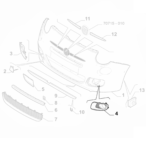 Genuine Left Front Bumper Fog Lamp Plug - Fiat 500 2012-2015 | 735569488