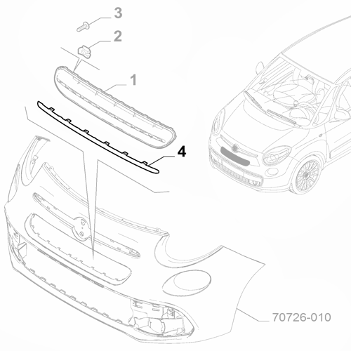 Genuine Front Bumper Chrome Grille Moulding - Fiat 500L 2017-2022 | 735657867