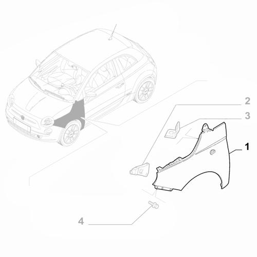 Genuine Front Left Fender - Fiat 500 2020- Onwards | 52137232
