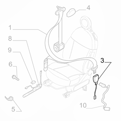Genuine Front Right Seat Belt Coupling - Fiat 500 Abarth  | 52137810