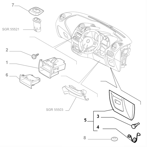 Genuine Dashboard Driver Compartment Lid - Alfa Romeo Mito 2008-2018 | 156087108
