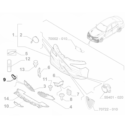 Genuine Front Bumper Grille Plug - Alfa Romeo Giulia 2016-2022 | 156121417