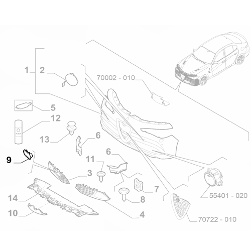 Genuine Front Bumper Grille Plug - Alfa Romeo Giulia 2016-2022 | 156121417