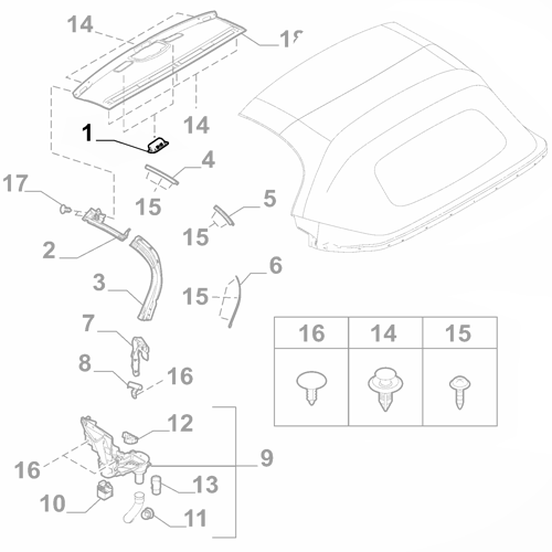Genuine Folding Top Handle - Fiat 124 Spider 2016-2020 | 6000614019