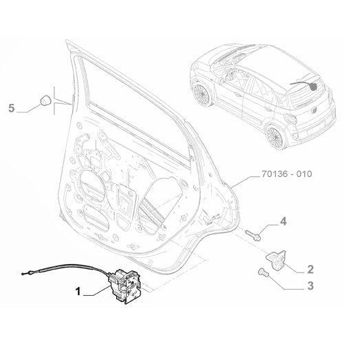 Genuine Right Rear Door Lock - Fiat 500L 2012-2022 RHD | 52018126