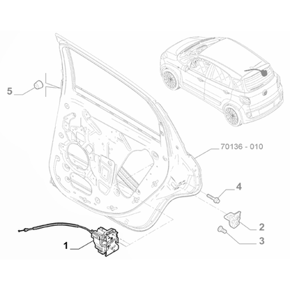 Genuine Right Rear Door Lock - Fiat 500L 2012-2022 RHD | 52018126