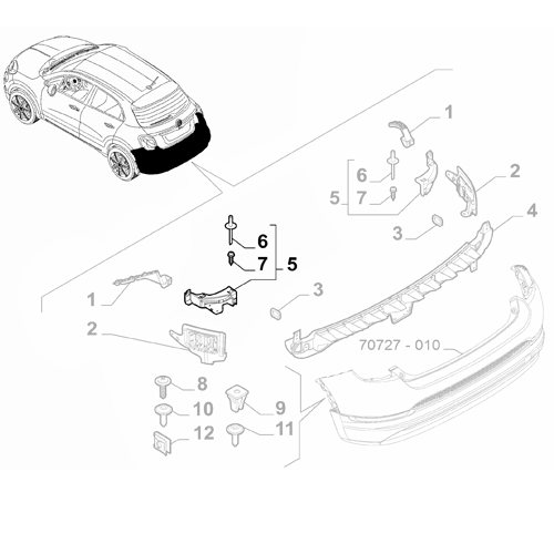 Genuine Left Rear Bumper Bracket - Fiat 500X 2015-Onwards | 51937659