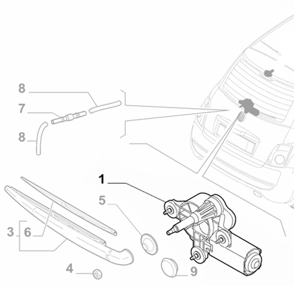 Genuine Rear Wiper Motor - Fiat 500 Abarth | 51850871