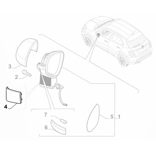 Genuine Right Wing Mirror Arm Cover - Fiat 500X 2015-Onwards | 735604652