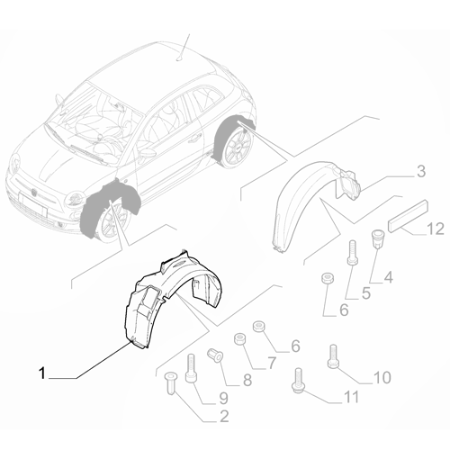 Genuine Front Left Wheel Arch - Fiat 500 2020-Onwards | 52139485