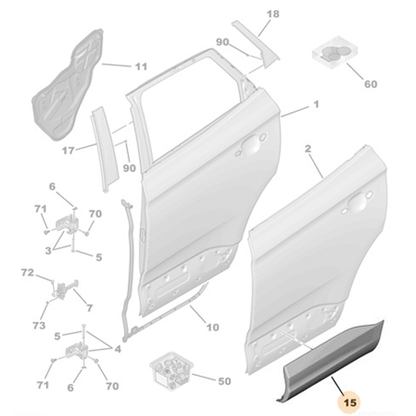 Genuine Right Rear Door Moulding - Vauxhall Grandland X | YP000330XT